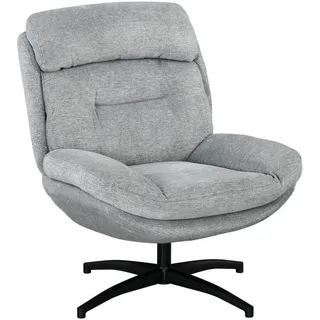 Homcom Sessel Drehbar Loungesessel mit Breiter Sitzfläche, Integrierter Armlehne, Gepolstert Relaxsessel mit Wasserabweisend Chenille-Optik, Grau