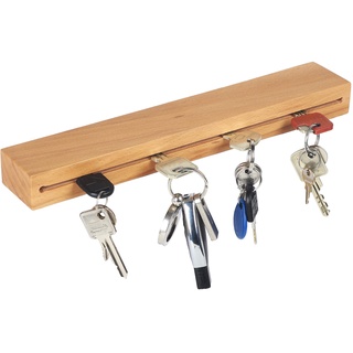 RICOO Schlüsselbrett aus Holz Schlüsselboard 30x5x3 cm Modern Wandhalterung Ablage SH430 Eiche Schlüsselhalter Wand Schlüsselleiste mit Ablagefläche Wandhaken Schlüsselhaken
