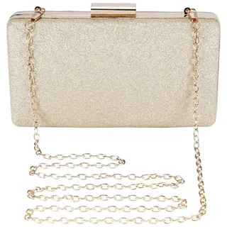 Damen Abend Clutch Braut Prom Handtasche Umhängetasche Hochzeit Geldbörse Partytasche, Farbe Champagner - Beige