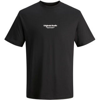 Jack & Jones Herren Rundhals T-Shirt JORVESTERBRO Regular Fit Schwarz 12240121 M