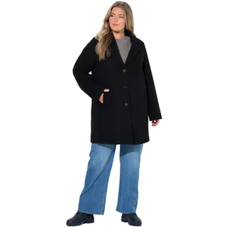 Ulla Popken Wintermantel Wollmix A-Linie Reverskragen Schwarz 4XL