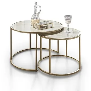 freiraum Beistelltisch 2/053-39.19, in Marmor hell, Matall Schwarz - 42x65cm (HxD)