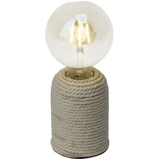 Lightbox Tischleuchte, ohne Leuchtmittel, dekorative Tischlampe im Nature Style mit Schalter - Beton/Seil 12cm h braun