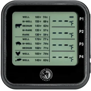CHEF CUISINE Grillthermometer mit 4 Temperaturfühlern – digitales Fleischthermometer, Messbereich -20 °C bis +300 °C, Timer, 81 cm Kabellänge