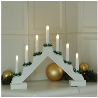 MARELIDA LED Schwibbogen LED Lichterbogen Weihnachtsleuchter 7 Kerzen Batteriebetrieb L: 39cm (1-tlg) weiß