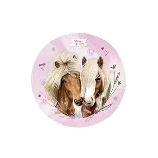 Pferde Freunde Kinderteppich rosa D: ca. 100 cm - Rosa