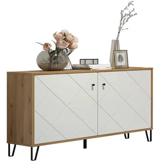 trendteam Sideboard 123 x 76 x 40 cm Artisan Eiche/Weiß