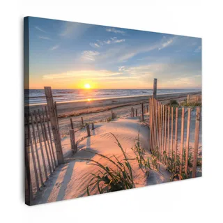 MuchoWow© Wandbilder Schlafzimmer Home Deko Wohnung Bild Wohnzimmer | 70x50 cm - Fotoleinwand Wand Bilder Leinwand Wall Decor Strandbilder - Stranddeko - Maritime - Strand und Meer - Pflanzen