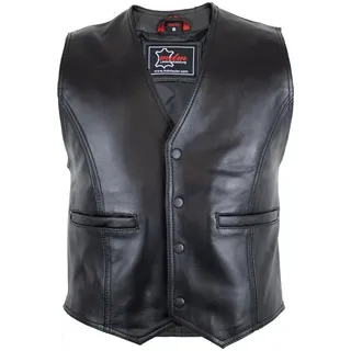 MDM Lederweste Klassische Herren Lederweste aus echtem Rinds Leder (Druckknopf) Glattes Leder S