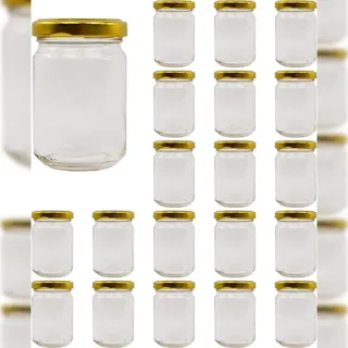 20 Leeren Glas-Marmeladengläsern 150ml - Glasgläser, Kleine Töpfe, Einmachgläser für Konserven, Glas-Honigtopf, Joghurtglas - Hochzeit