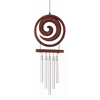 Aluminium Klangspiel, Windspiel mit Kokosholz - Spirale, Braun, Aluminium,Holz, 40*11*1 cm, Windspiele & Klangspiele