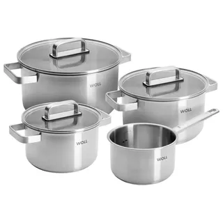 Woll STEEL Kochtopf-Set, 7-teilig, aus langlebigem und rostfreiem Edelstahl - Grau