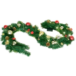 LED Weihnachts Tannen Girlande Deko Flur Lichter Kette Tür Bogen Zapfen Kugeln