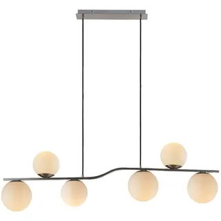 Lindby Esstisch Pendelleuchte Glas weiß, Hängeleuchte Esszimmer 6x E14 max. 40W ohne Leuchtmittel Hängelampe Wohnzimmer Esszimmerlampe Küchenlampe