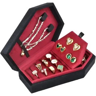BELOWSYALER Aufbewahrungsboxen, Gothic-Schmuckkästchen in Sargform, stilvolle Samt-Ringe, Halsreif-Box, Etui, Halloween-Schmuck-Organizer, Dekorationen für Mädchen