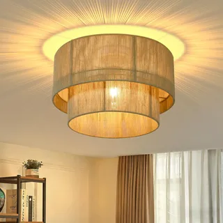 Woiledlt Deckenleuchte Boho Deckenlampe Schlafzimmer Ø40cm aus Juteschnur | Schlafzimmerlampe landhaus Naturrustikale Küchenlampe E27 Fassung für Wohnzimmer Küche Flur - Ohne Leuchtmittel