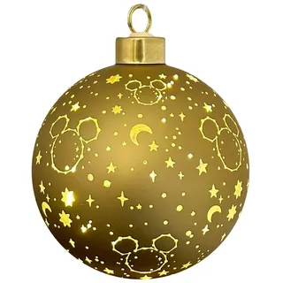 Christmas Inspirations Mickey Mouse Weihnachtskugel 10 cm beleuchtet - Ornament Glaskugel mit LED warmweiß Disney Sterne Kugel - Offiziell lizenziert, batteriebetriebene Weihnachtsdeko & Sammlerfigur