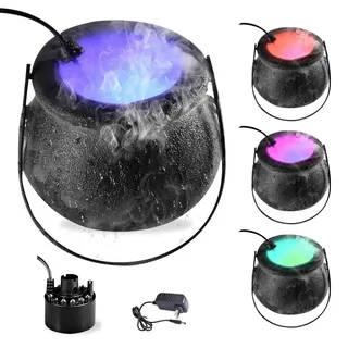 xpjbkc KKPLZZ Halloween-Nebelmaschine, Hexenkessel mit Farbwechsel, 12 LED-Licht, Halloween-Hexenkessel, Nebelmaschine, Nebelmaschine Halloween-Partydekorationen