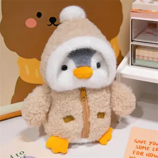 champracer 25 cm Pinguin Kuscheltier, Süßes Kuscheltier Plüsch Pinguin mit Hut, Pinguin Stofftier Plüschtier, Plüschpinguin Geschenke für Mädchen und Jungen (Braun)
