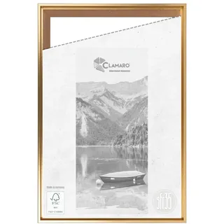 CLAMARO Schattenfugenrahmen SFR35, 40x50 cm, Keilrahmen, Gold | MDF-Holz Rahmenleiste, Schattenfuge ca. 7-8 mm, Metall Zackenaufhänger, inkl. Montagematerial, ohne Leinwand