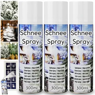 My-goodbuy24 XL 3er Set Kunstschnee Spraydose 300ml Dekoschnee inkl. 8 Schablonen Schneespray zum Dekorieren zu Weihnachten Fensterspray Künstlicher Schnee für die Fenster