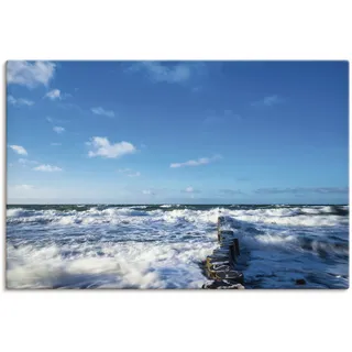 Leinwandbild ARTLAND "Buhnen an der Küste Ostsee III" Bilder Gr. B/H: 90 cm x 60 cm, Gewässer, 1 St., blau Leinwandbilder