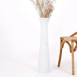 Leewadee Große Bodenvase 65 cm Mangoholz für Pampasgras & Trockenblumen