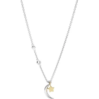 Fossil Halskette Für Frauen, Gesamtlänge: 420mm + 50mm 2-Ton, Gold, Silber Cz, Sterling Silber Halskette, JFS00432998