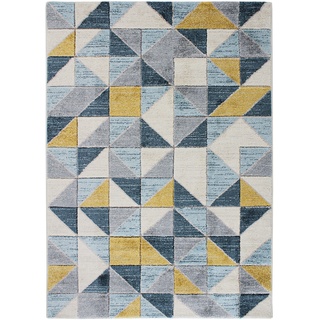 Teppich in Wolloptik, quadratisch, 120 x 170 cm, Blau/Gelb