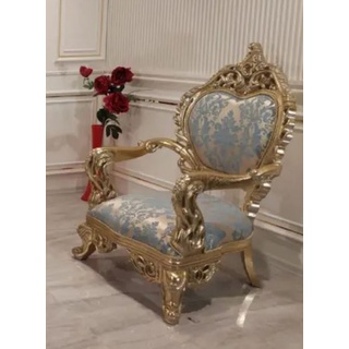 Casa Padrino Luxus Barock Sessel mit elegantem Muster Türkis / Rosa / Gold - Wohnzimmer Möbel im Barockstil - Edel & Prunkvoll