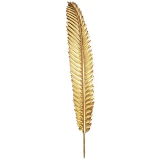 Dekoleidenschaft Metall Wanddeko Feder Gold, 99 cm hoch, Wandornament groß + schmal | Wandschmuck Palmblatt, Blatt, Boho Dekohänger, Wand-Skulptur golden, Wandobjekt