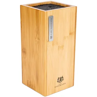 KARL HAUSMANN Messerblock ohne Messer aus Bambus - 23x10,8x10,8cm - Schmal Messerhalter mit flexiblem Borsteneinsatz - Küchen Unbestückte Messerblöcke Holz für alle Messerarten