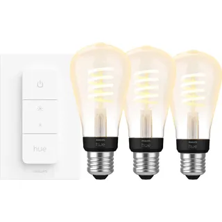 Philips Hue Filament White Ambiance Edison 3er-Pack + Dimmer