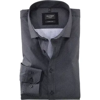 OLYMP No. Six super Slim Hemd Langarm Haifischkragen Muster blau - 40
