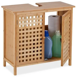 relaxdays Waschbeckenunterschrank Bambus (1-St) braun