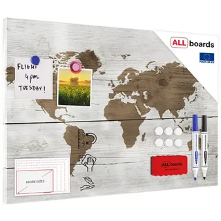 ALLboards Magnettafel 60,0 x 40,0 cm Weltkarte