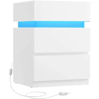 VASAGLE Nachtschrank mit LED-Beleuchtung 3 Schubladen 0 x 0 x 0 cm Weiß