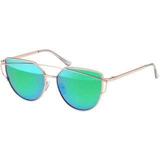 BEZLIT Eyewear Pilotenbrille Rundglas Designer Damen Sonnenbrille (1-St) mit schwarzen, rosa-grün, silber-verspiegelt und silber-hellblau blau|grün