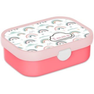 Mepal Bento Lunchbox Campus Regenbogen - Personalisierte Brotdose mit Namen für Kinder - Bento-Fach & Gabel - Meal Prep Box Clip-Verschluss - BPA-frei & Spülmaschinenfest - 750 ml - Kleine Regenbogen