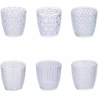 Villa d'Este Home Tivoli 5915939 Geometrie Clear Wasserglas, geprägte Oberfläche, 380ml Kapazität, 6 Stück