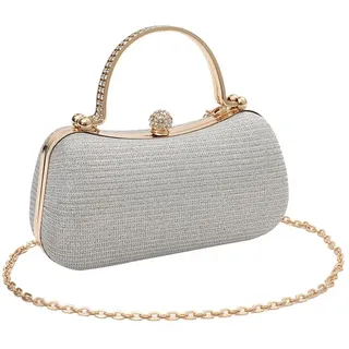 RPAEOY Clutch Damen Abendtasche Klein Elegant Handtasche Glitzer Hochzeit Braut Clutches Goldene Kette Abendhandtasche Party Tasche Klein Hochzeitsgast - S