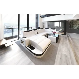 Wohnlandschaft Wave U Form Mini Premium Kunstleder - Schwarz