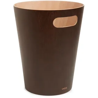 Umbra Woodrow Abfalleimer – Zweifarbiger Holz Papierkorb für Büro, Badezimmer, Wohnzimmer und Mehr, 7,5l Fassungsvermögen, Espresso/Natur