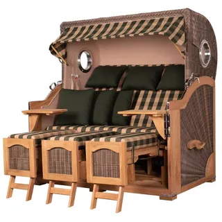 bene living bene,iving Strandkorb Komplettset Ammersee Grande XXL Teak Bullauge PE grau Modell 506