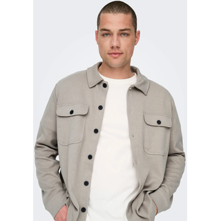 Langarmhemd ONLY & SONS "ONSNEWKODYL OVERSHIRT SWEAT NOOS", Herren, Gr. M, N-Gr, grün (vintage khaki), Web, Obermaterial: 62% Polyester, 33% Viskose, 5% Elasthan, unifarben, normal normal, ohne Ausschnitt, 1-Knopf-Manschette, Hemden, Materialmix, regular fit
