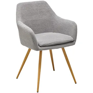 Mid.you Armlehnstuhl Cord, Grau, Metall, Textil, konisch, 57x83x62 cm, Esszimmer, Stühle, Esszimmerstühle, Armlehnenstühle