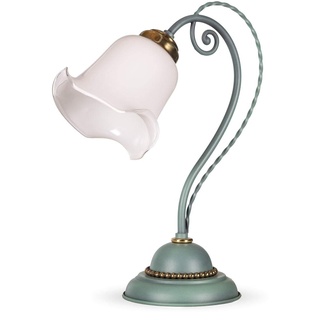Helios Leuchten 444024 klassische Tischleuchte grün | Schreibtischlampe echt Messing | Lampe Leuchte Tischlampe Jugendstil | Nachttischlampe 1 x E27