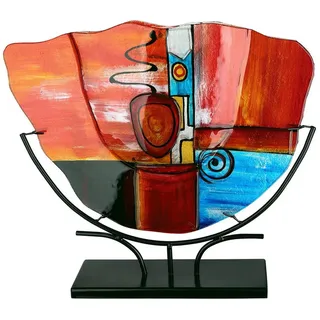 GILDE Dekovase Vase - rot - Glas - H. 49,5cm x T. 10,5cm x B. 45,5cm - Dekovase (1xVase, 1 Stück), Blumenvase - Dekoobjekt - Tischvase - Dekovase - Vase für Blumen rot