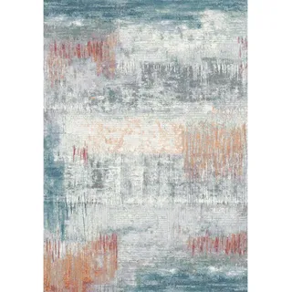 Novel Catania Webteppich 160 x 230 cm Blau/Grau/Weiß