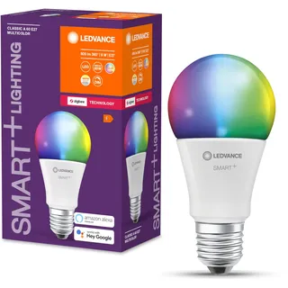 LEDVANCE Smart+ Classic Multicolour Intelligentes Leuchtmittel ZigBee Technologie, 9W, A60, E27, Lichtfarbe RGBW einstellbar, 806lm, 1er Pack